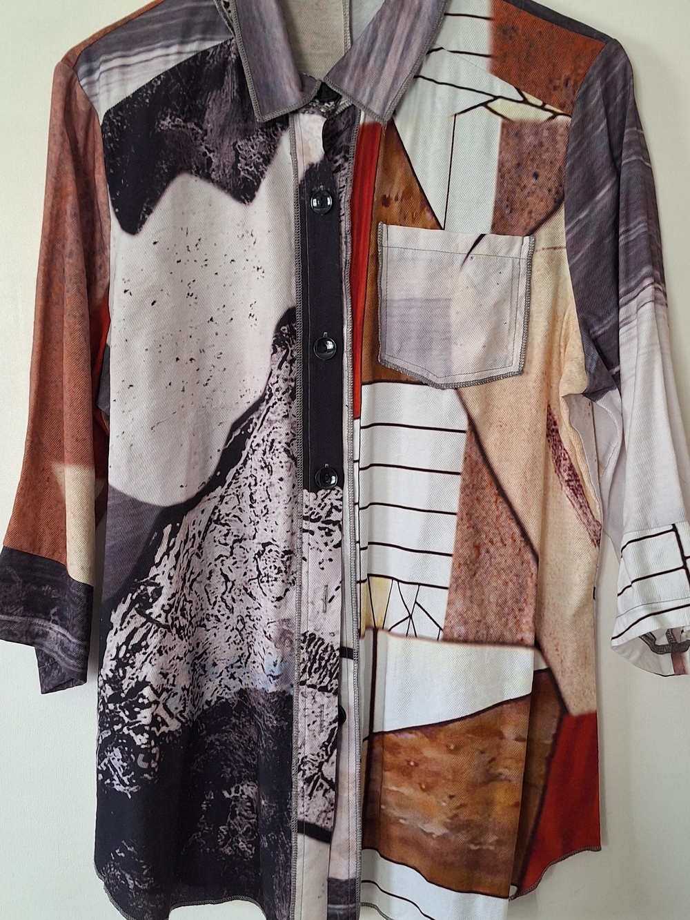 Abstract Print Women's Button-Up Jacket - Multi/Neutral